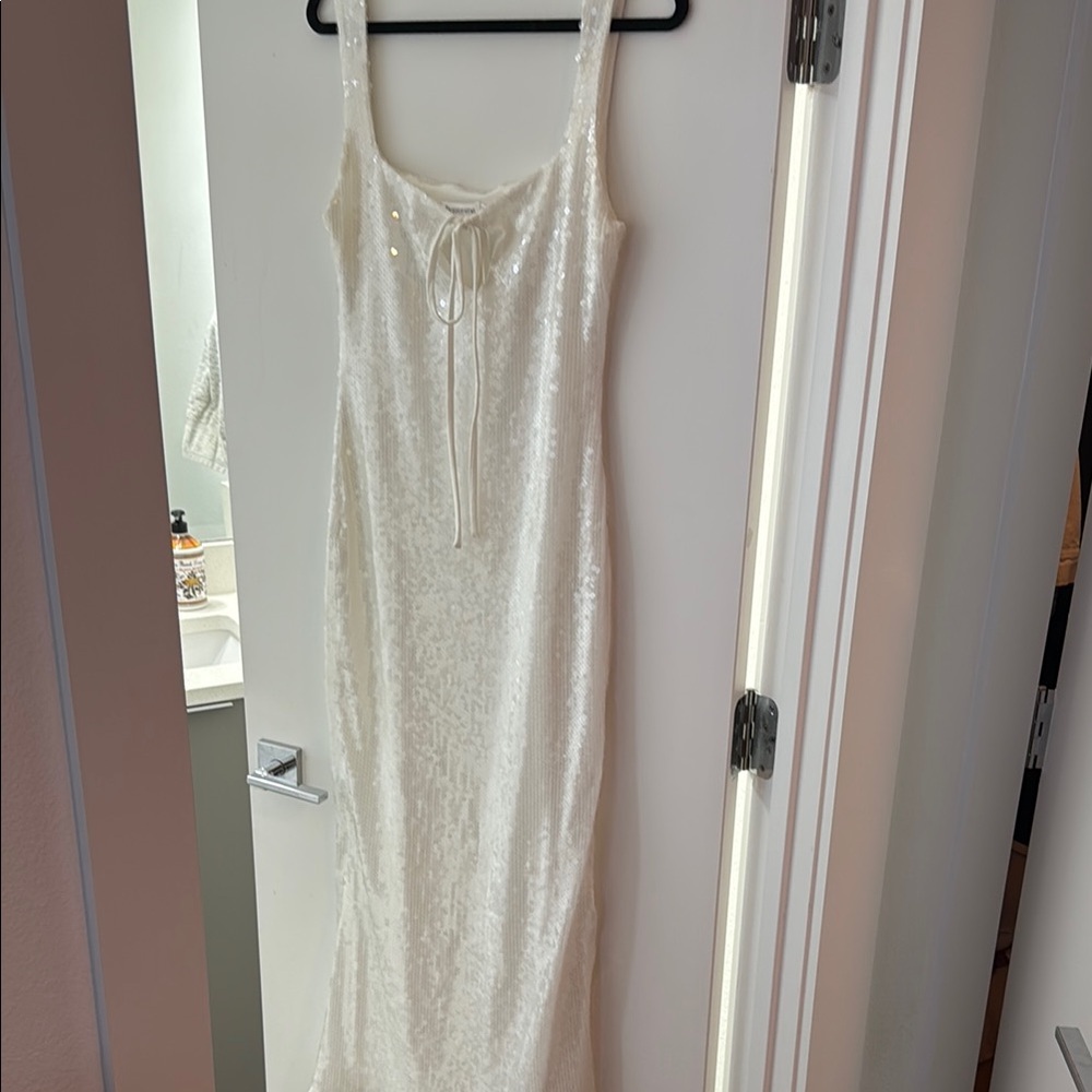 Elegant White Sequin Dress